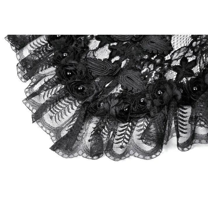 Gothic-Umhang für Damen mit floralem Spitzen-Patchwork-Muster