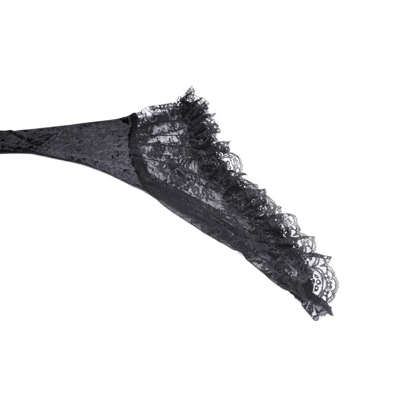 Gothic-Kleid für Damen mit unregelmäßig ausgestellten Ärmeln, Spitzeneinsatz und Samtbesatz, Abschlusskleid