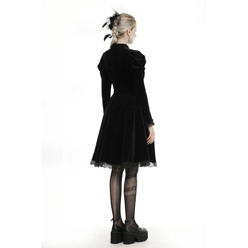 Vintage-Kleider aus Samt mit Spitzenkragen für Damen
