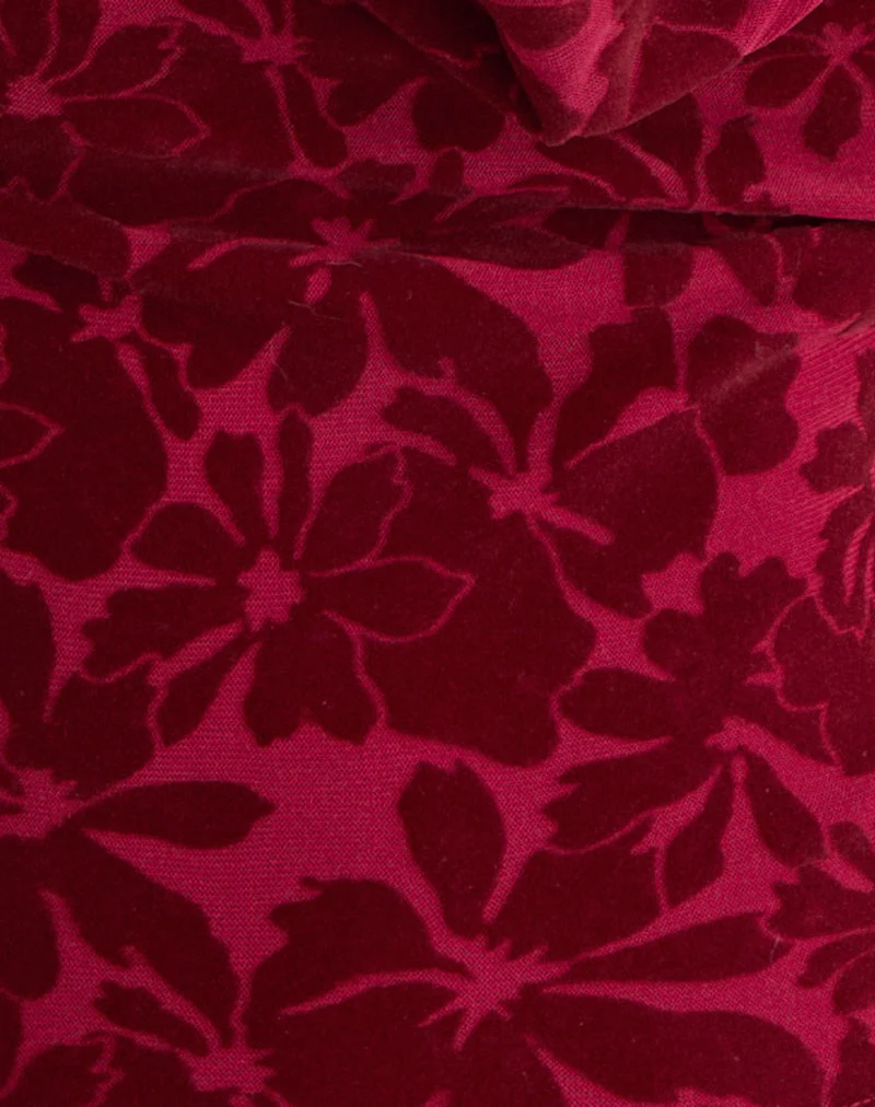 Clandy Cowl Top aus beflocktem Mesh Flower Cherry