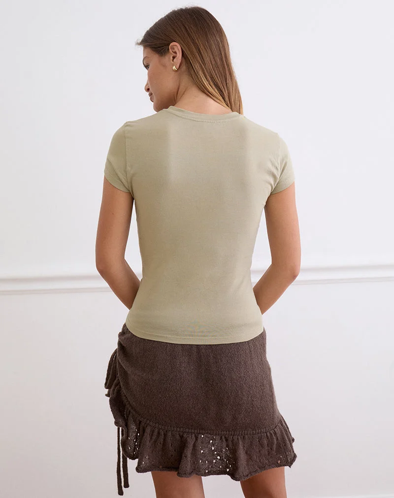 Tiona-T-Shirt in Schiefergrün mit „Blurry Lily“-Print