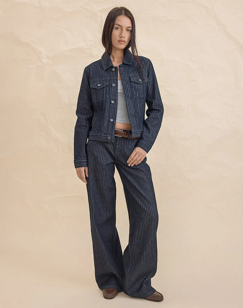Klassische Jeansjacke in gestreiftem Indigo