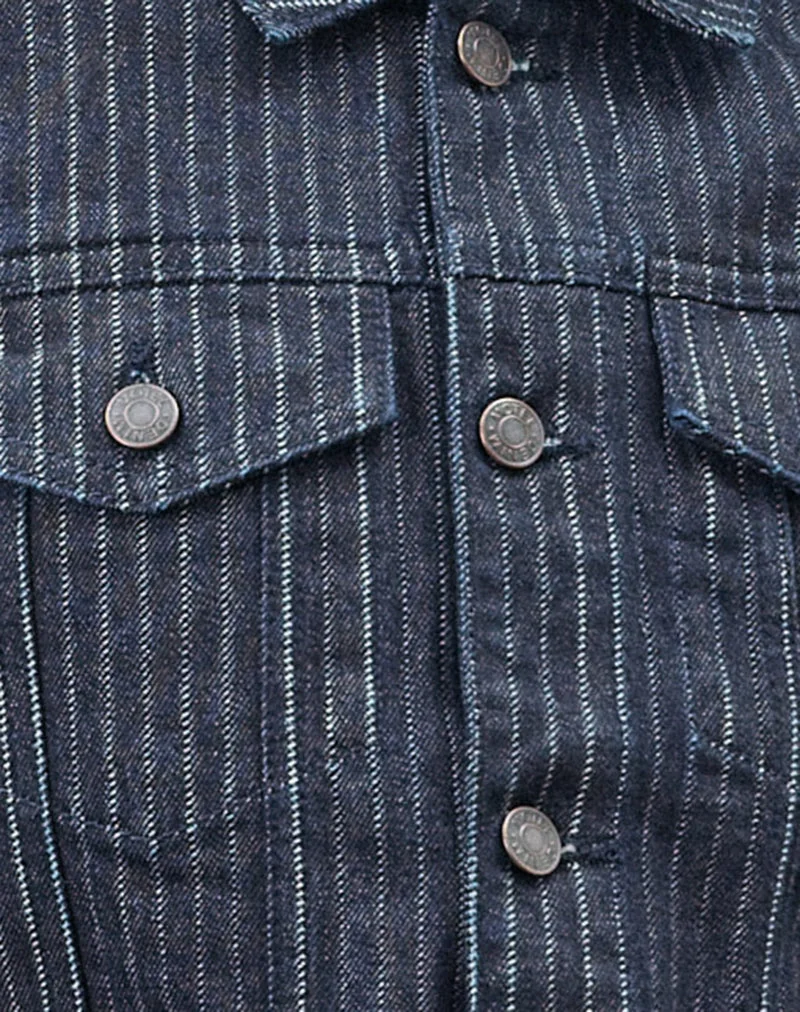 Klassische Jeansjacke in gestreiftem Indigo