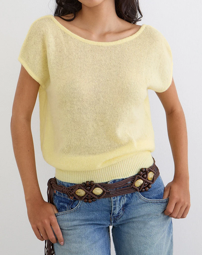 Sinda Scoopback-Top aus Strick in der Farbe „Lemon“
