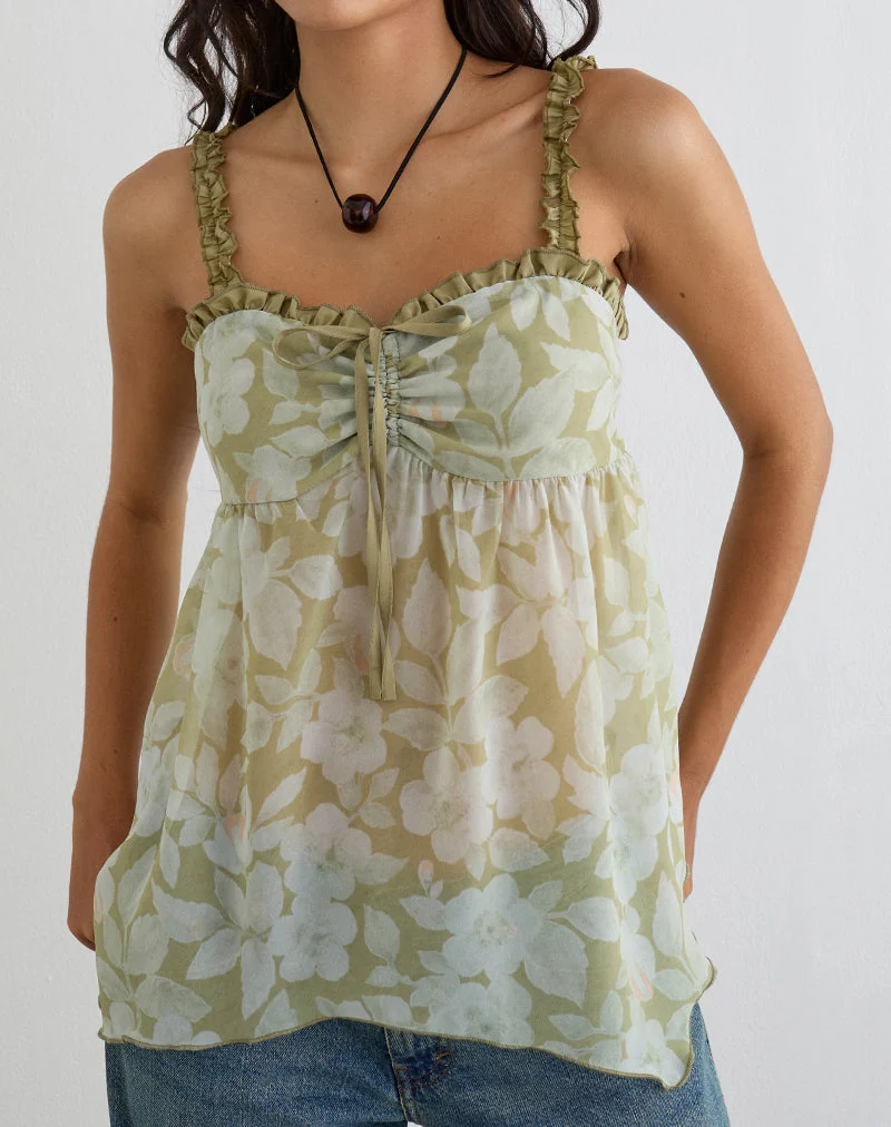 Sylva Cami-Top mit asymmetrischem Saum in zartem Blütgrün