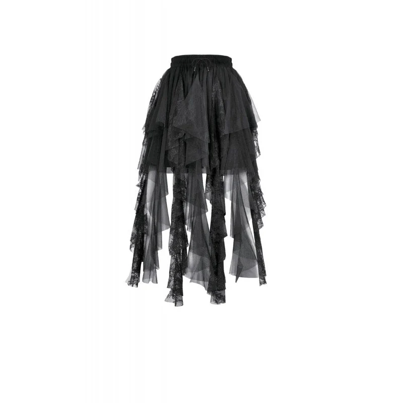 Gothic-Lagenrock aus Spitze und Netzstoff für Damen