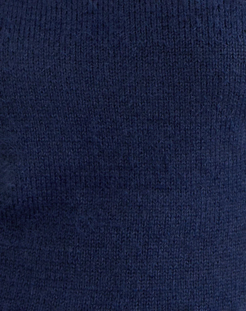 Calyce Top aus flauschigem Strick Navy