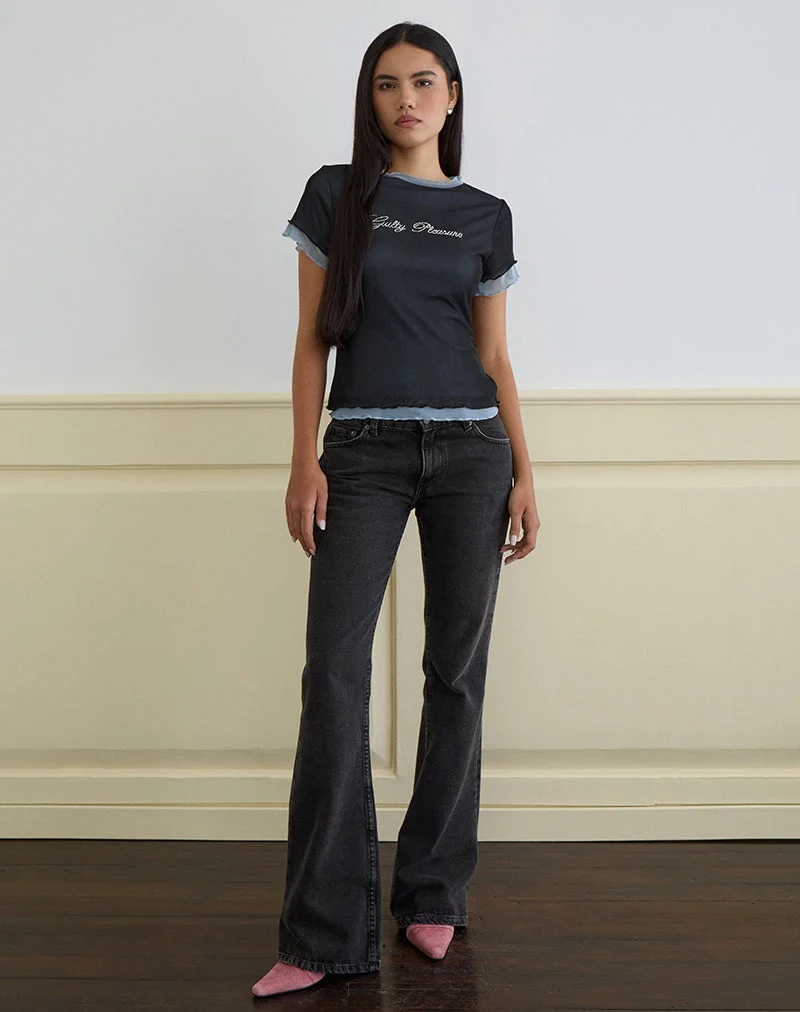 Noburia Top in Schwarz Blau Guilty Pleasure Hot Fix