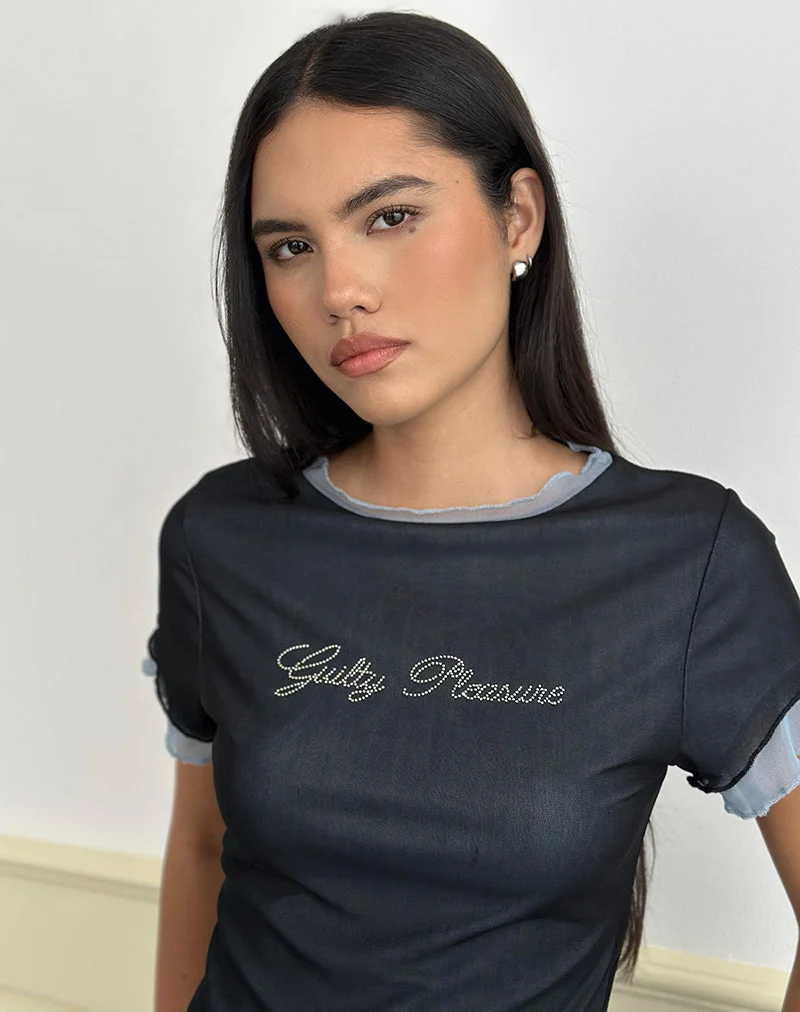 Noburia Top in Schwarz Blau Guilty Pleasure Hot Fix
