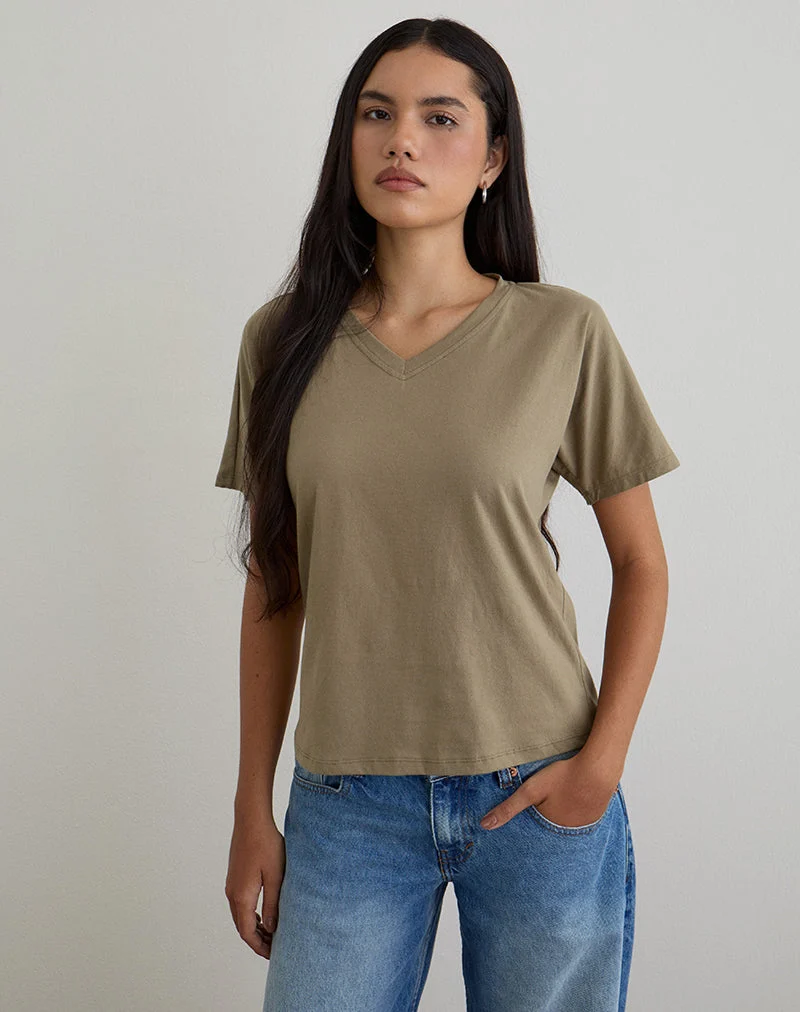 Viman Oberteil aus Jersey Khaki