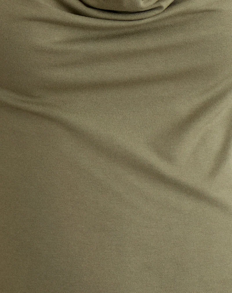 Slater Nieten-Top aus Rayon Jersey Khaki