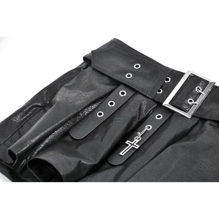 Punk-Shorts für Damen mit niedrigem Bund und asymmetrischem Faltengürtel