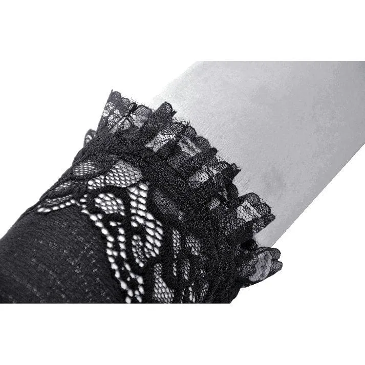 Gothic-Handschuhe aus Spitze mit Blumenstickerei und Rüschen für Damen