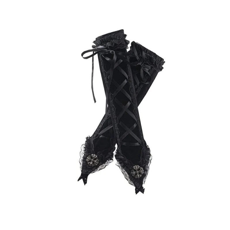 Damen Vintage Goth Lace Handschuhe