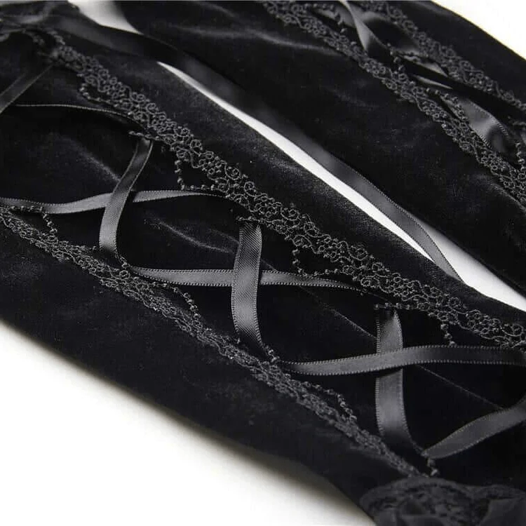 Damen Vintage Goth Lace Handschuhe