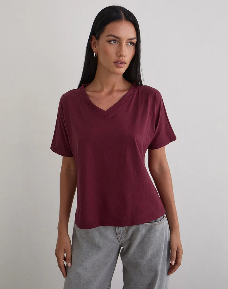 Viman Top in Jersey Maroon