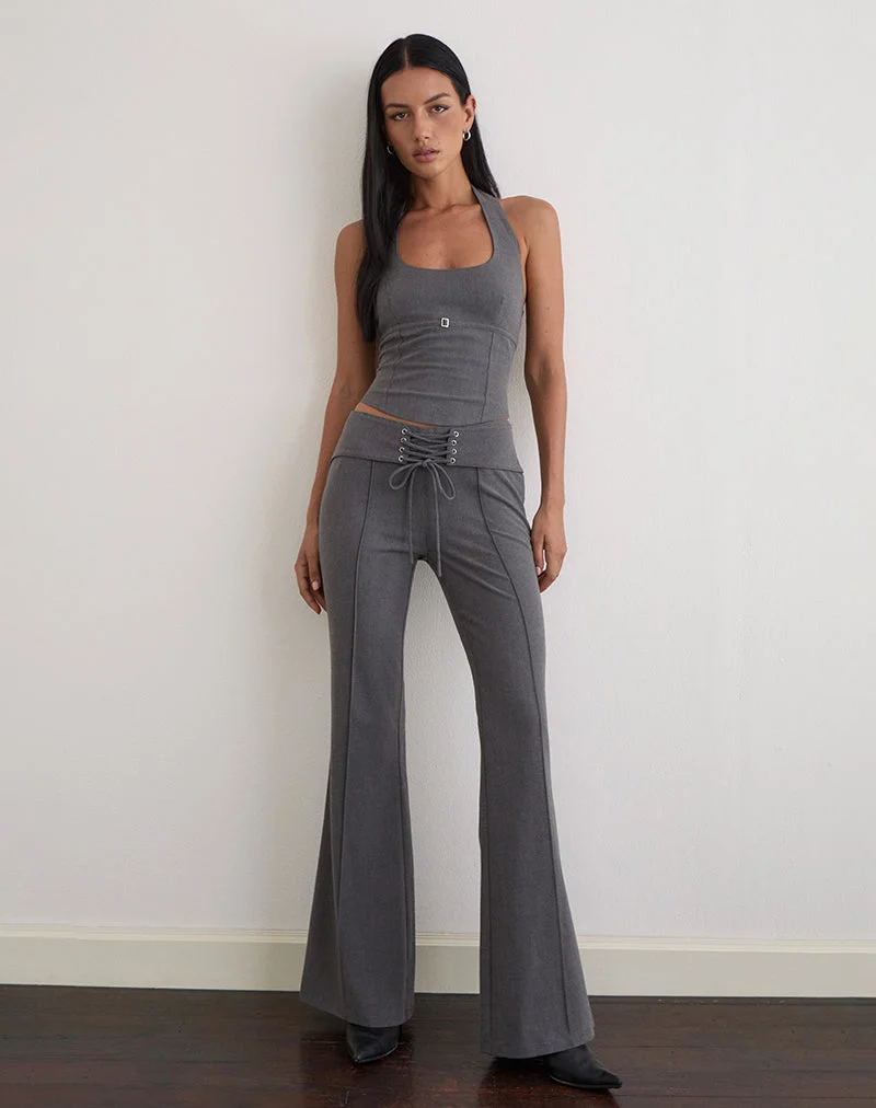 Nasya Neckholder-Top in Tailoring Charcoal