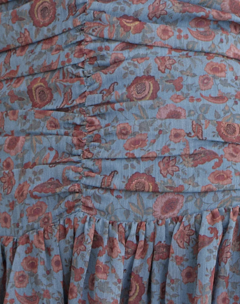 Emika-Minikleid aus Chiffon in der Farbe „Shadow Blossom Blue“