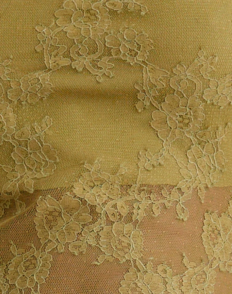 Urian Kleid aus Wimpernspitze Chartreuse