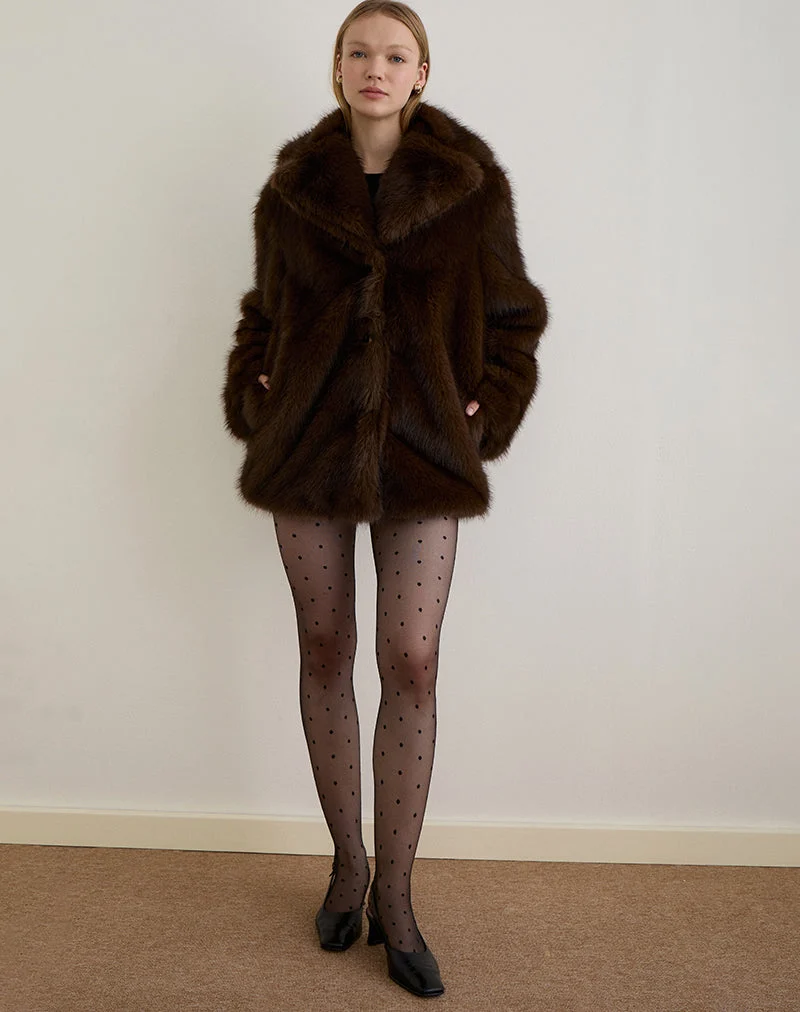 Pepita Jacke aus Kunstpelz Dunkelbraun
