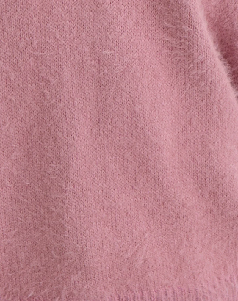 Dikara Pullover mit Schal aus Strick in staubigem Rosa