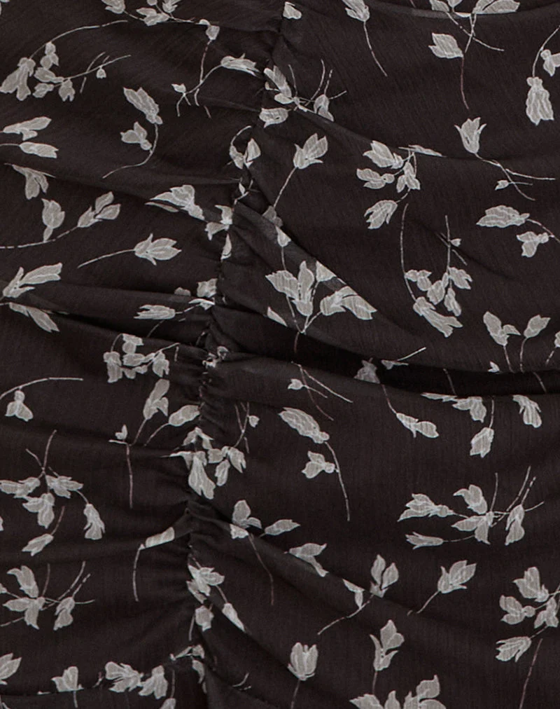 Sumiko Minikleid aus Blumenchiffon Braun