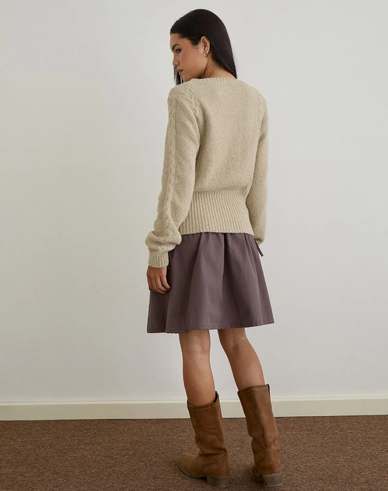 Anitra Strickjacke aus Kabelstrick Beige