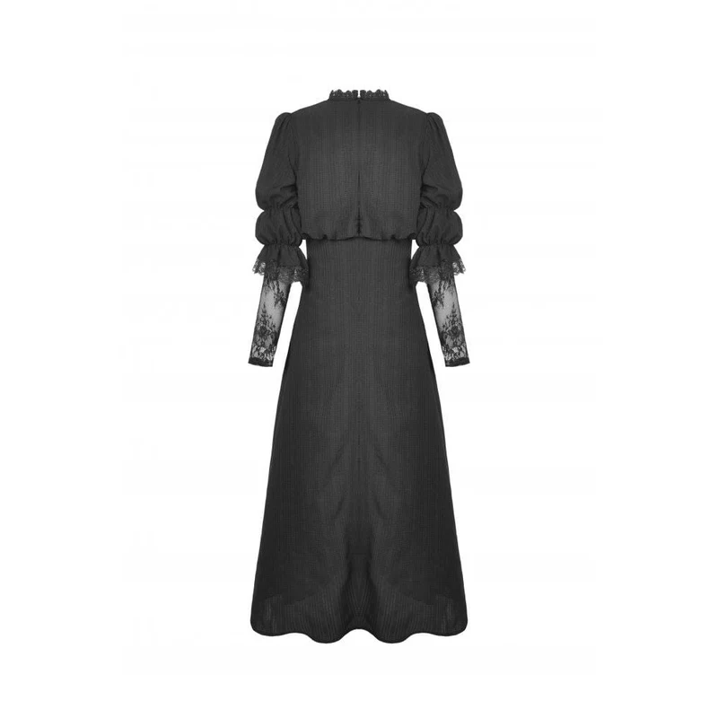 Damen Gothic Stehkragen Spitzenspleiß Maxi Brautkleid