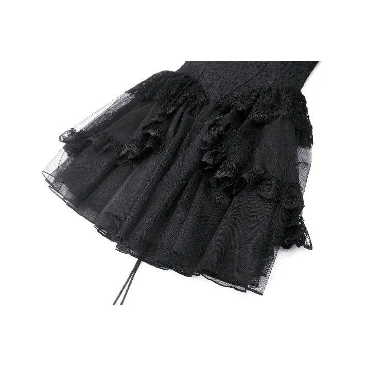 Gothic-Kleid für Damen, tief ausgeschnitten, mehrlagig, Partykleid, Abschlusskleid
