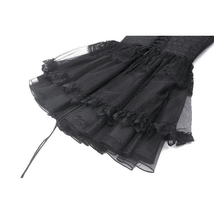 Gothic-Kleid für Damen, tief ausgeschnitten, mehrlagig, Partykleid, Abschlusskleid