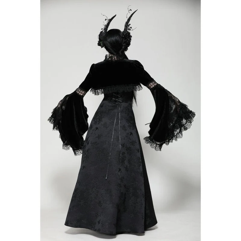 Gothic-Umhang aus Spitze mit Rüschen für Damen