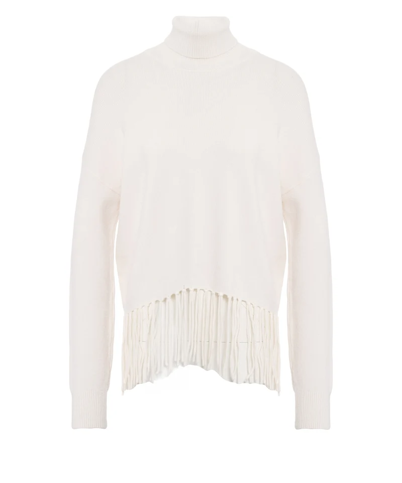 Maglione a dolcevita con dettagli con frange
