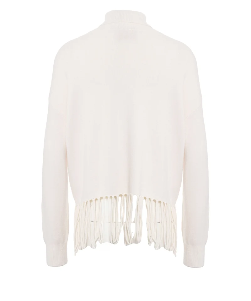 Maglione a dolcevita con dettagli con frange