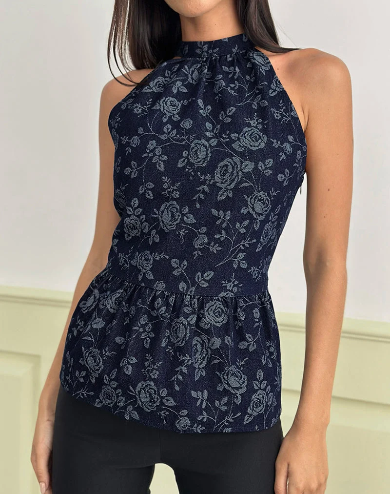Obrix Top aus Chambray Indigo Rose