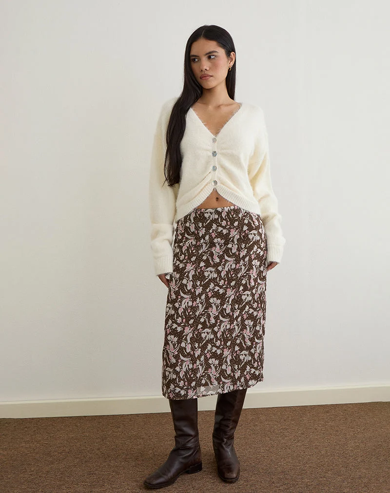 Jiyo Geraffte Strickjacke in Elfenbein