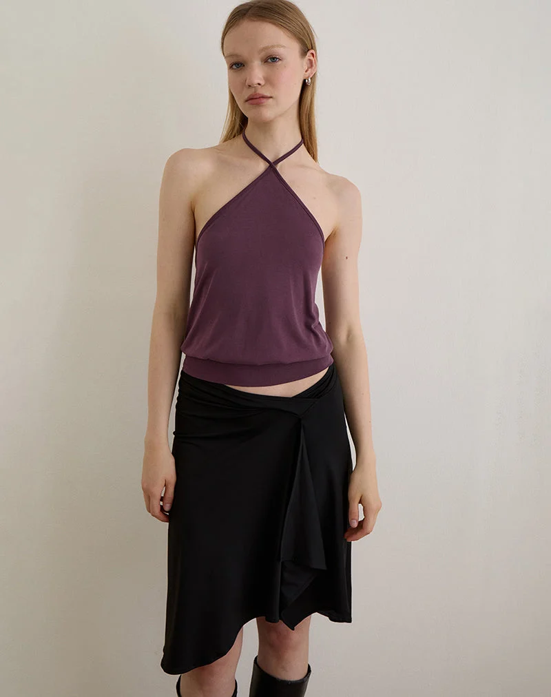 Saerin Neckholder-Top aus Cupro Deep Purple