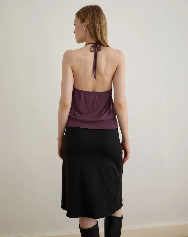 Saerin Neckholder-Top aus Cupro Deep Purple