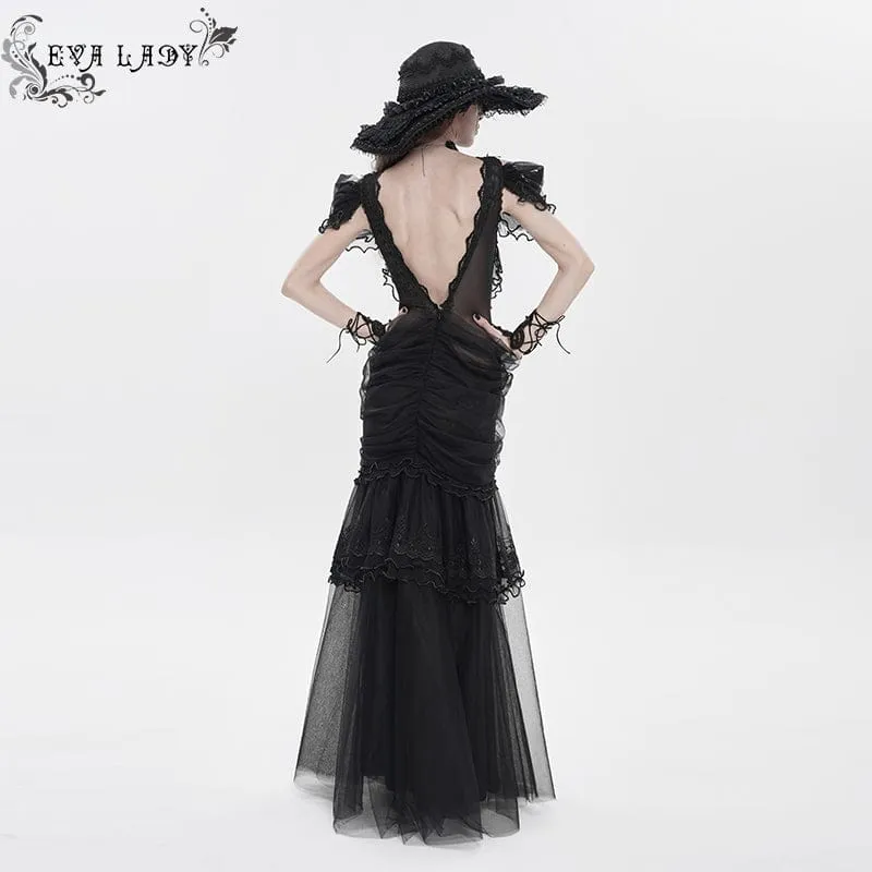 Gothic-Brautkleid für Damen mit Raffungen, Rüschen und schulterfreiem Schnitt