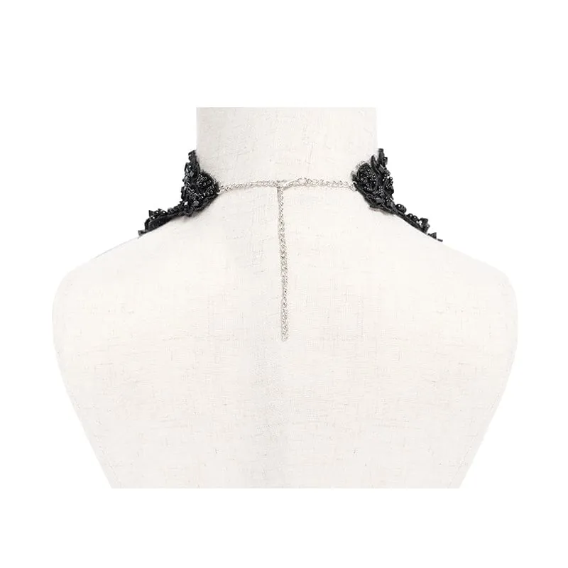Gothic-Halsband mit Blumenstickerei und Perlen für Damen