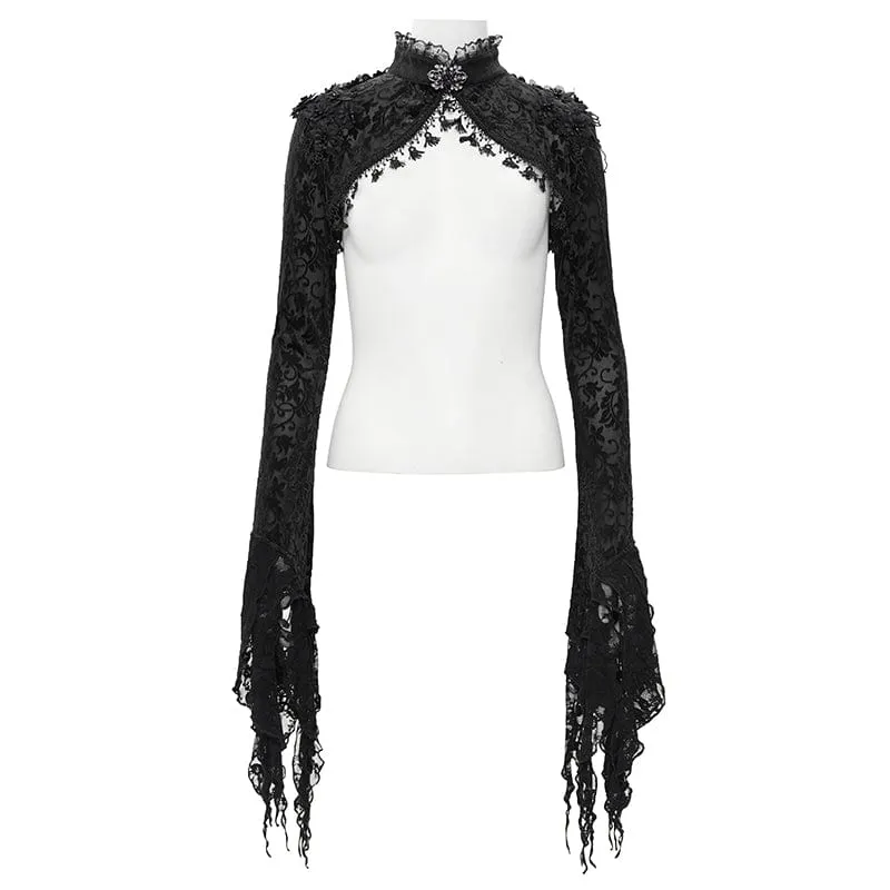 Gothic Umhang mit Spitzenquasten für Damen