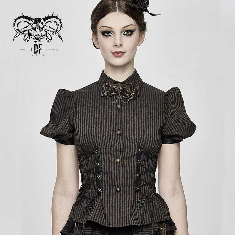 Damen Schnür-Steampunk-Kurzarmhemden