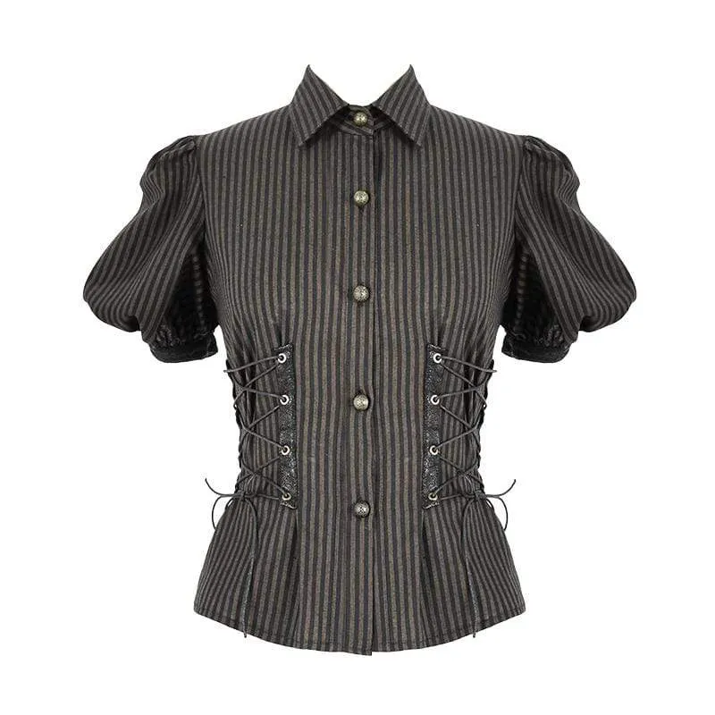 Damen Schnür-Steampunk-Kurzarmhemden
