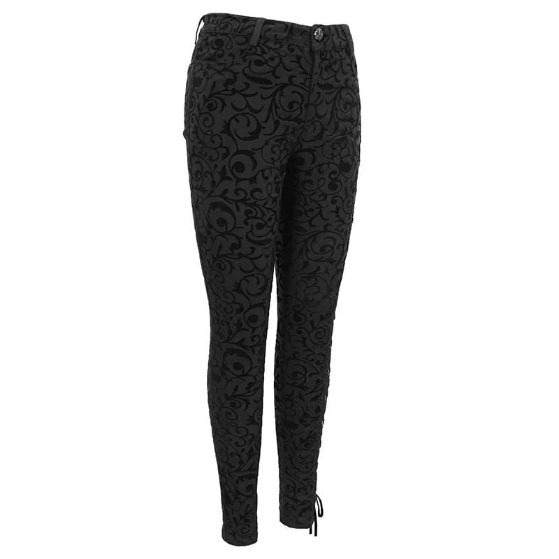 Damen Gothic Strappy Jacquard Leggings