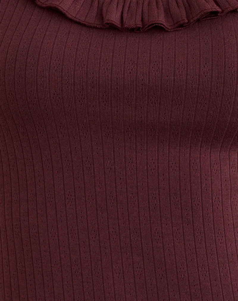 Mitali Top mit Rüsche aus Pointelle Burgundy
