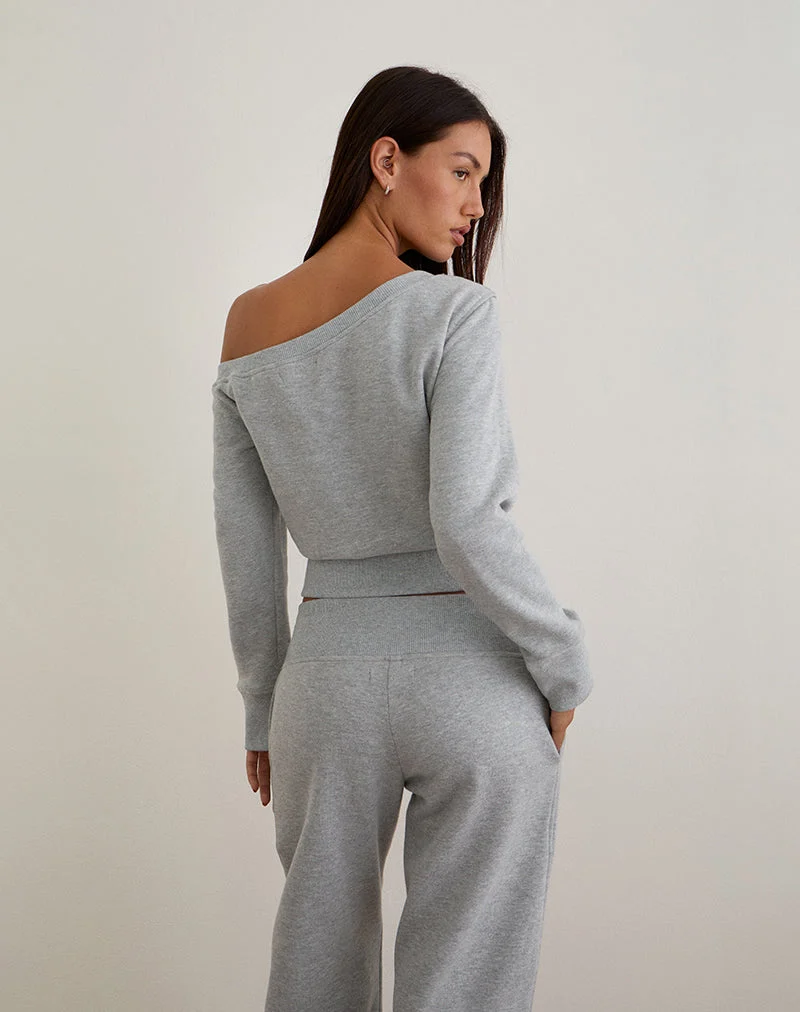 Doxia One Shoulder Sweatshirt in Grau meliert