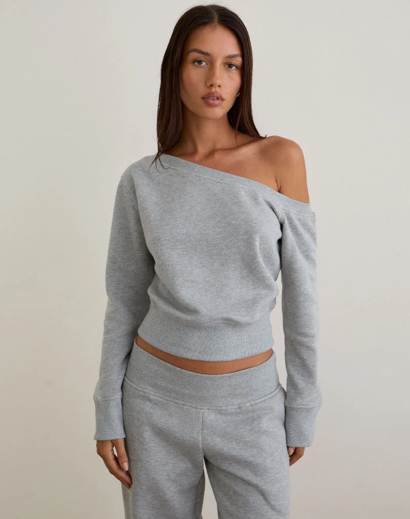 Doxia One Shoulder Sweatshirt in Grau meliert