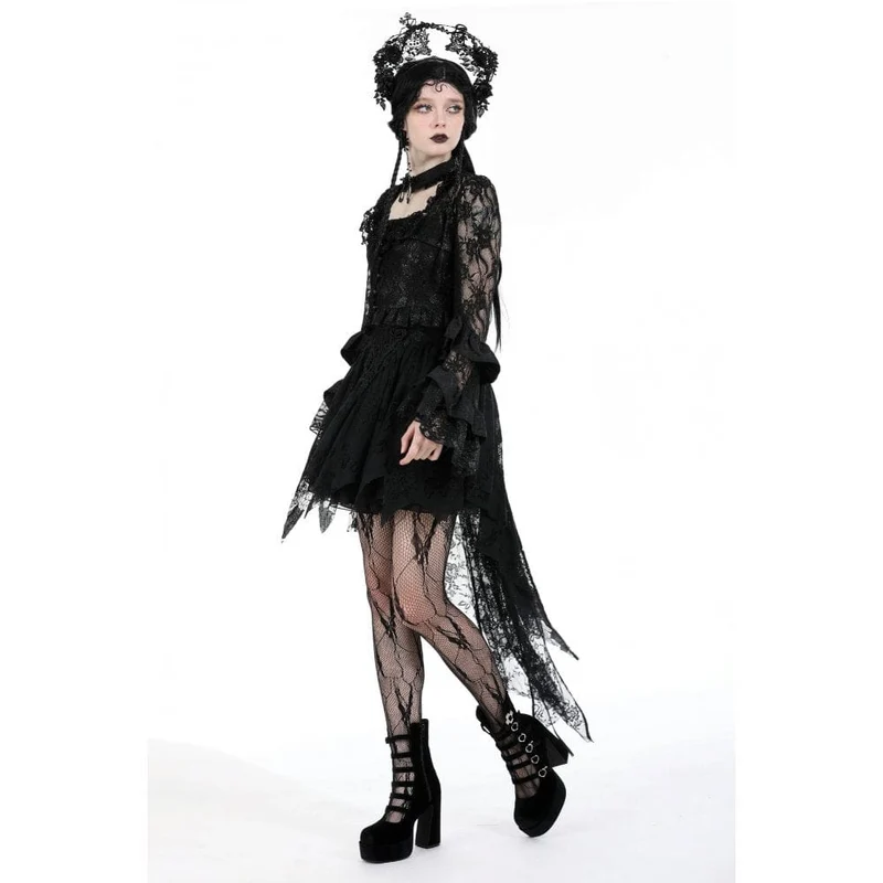 Damen-Spitzenoberteil im Gothic-Stil mit ausgestellten Ärmeln und Schnürung