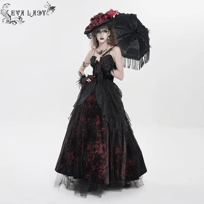 Gothic-bedrucktes, Quasten-Schnürkleid für Damen, Brautkleid