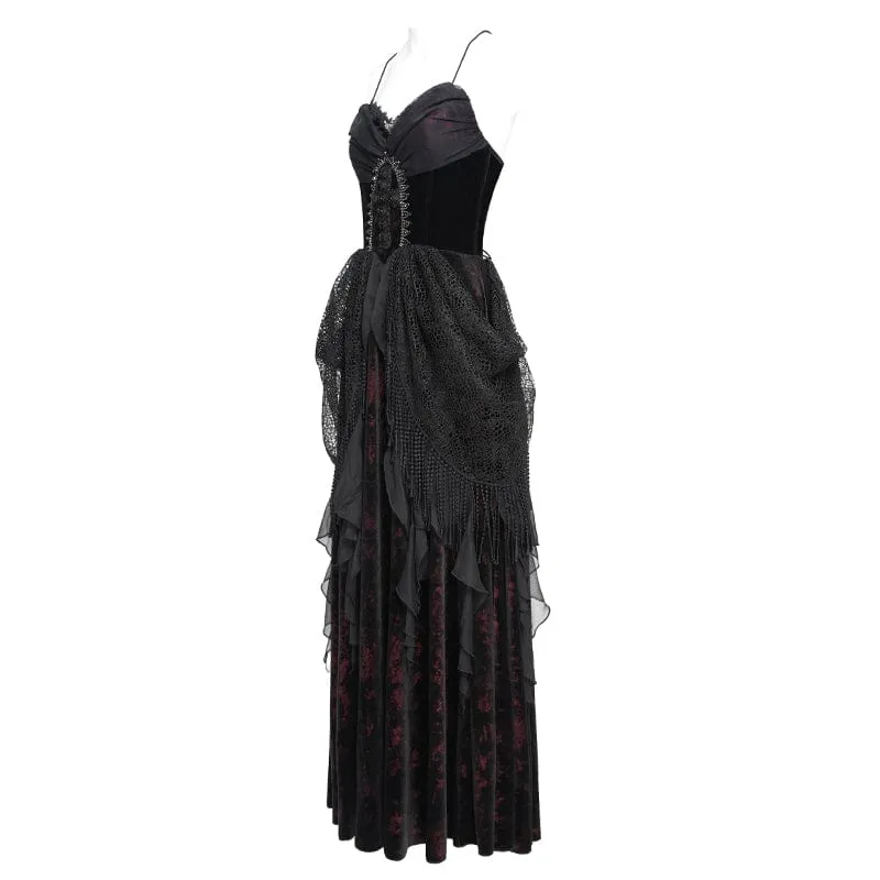 Gothic-bedrucktes, Quasten-Schnürkleid für Damen, Brautkleid
