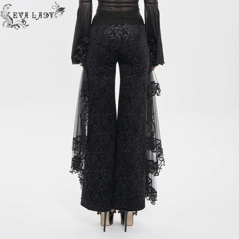 Gothic-Hose für Damen mit Blumenmuster und Netzstoff